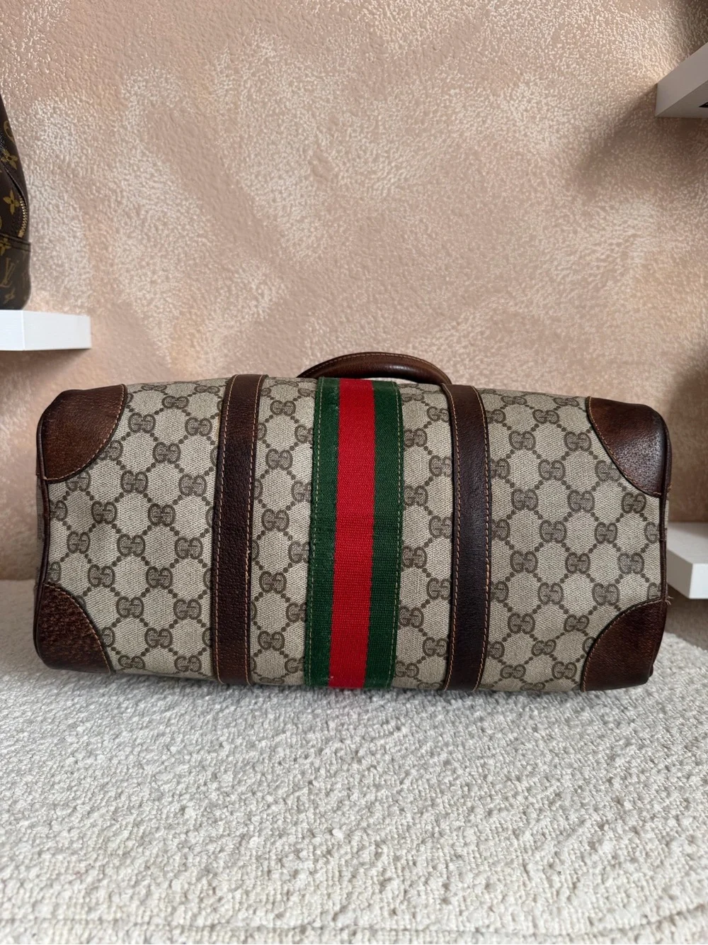 Gucci Beige GG Canvas Duffel with COA